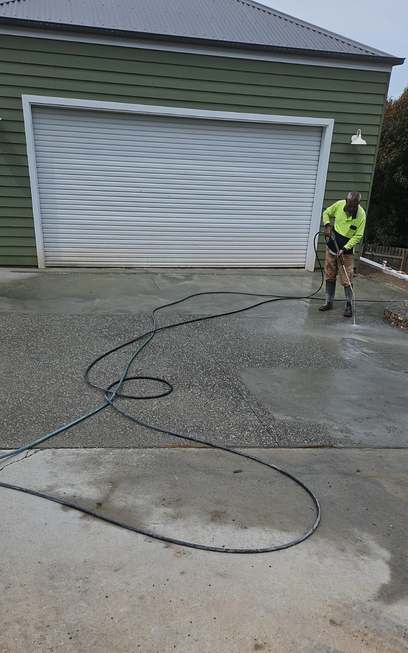 Finished concrete driveway